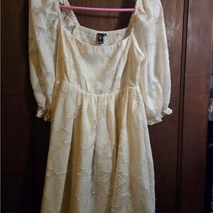Windsor Cream Long Sleeve Puff Sundress